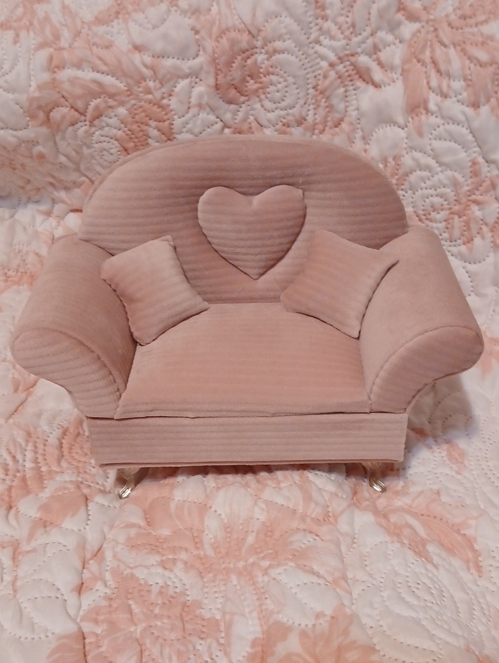 Pink Heart Accent Mini Sofa - Plush Home Accent/jewelry Box